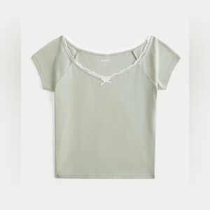 Hollister Off-the-Shoulder Lace Trim Top
